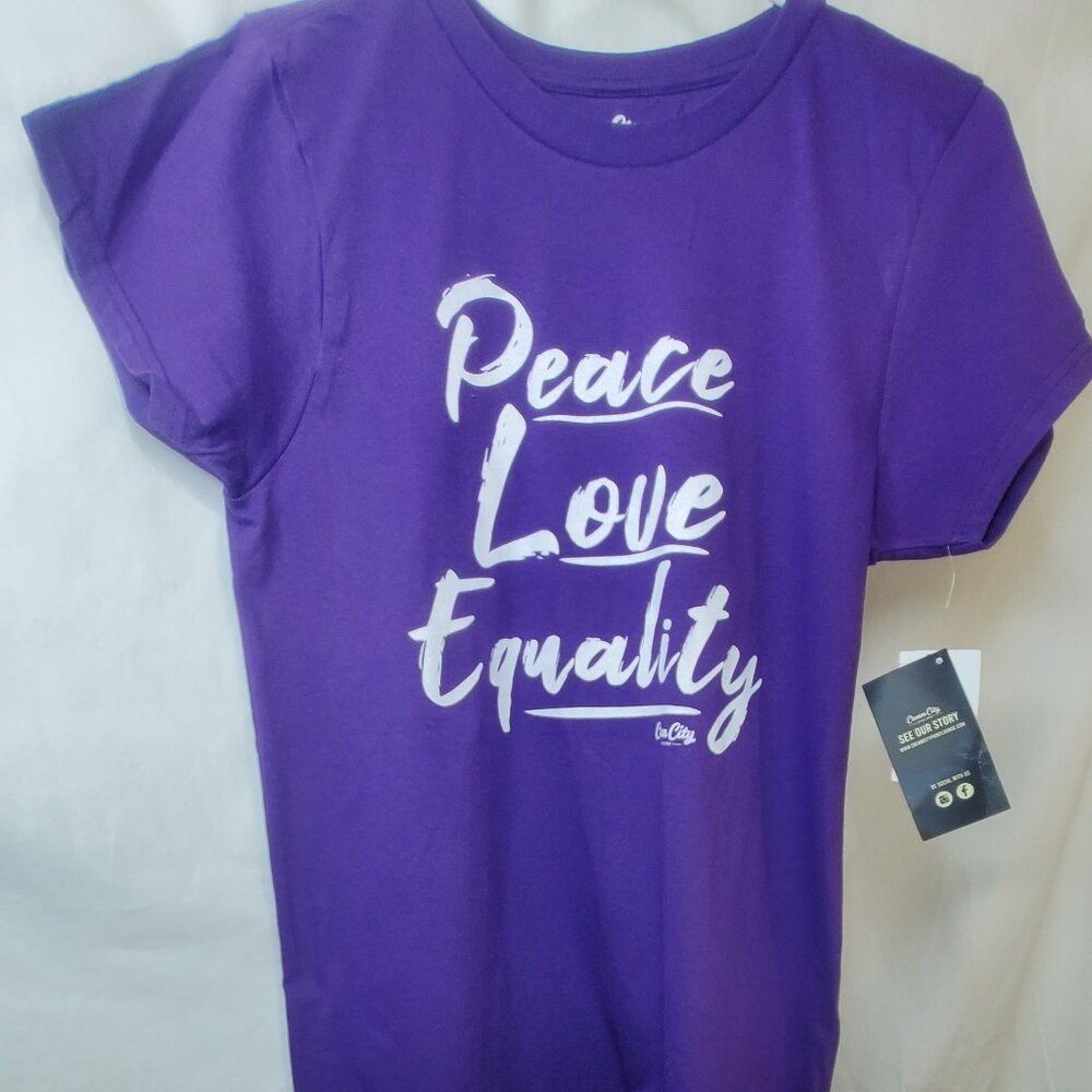 Peace, Love, Equality T-Shirt – Purple (Cream City Apparel)